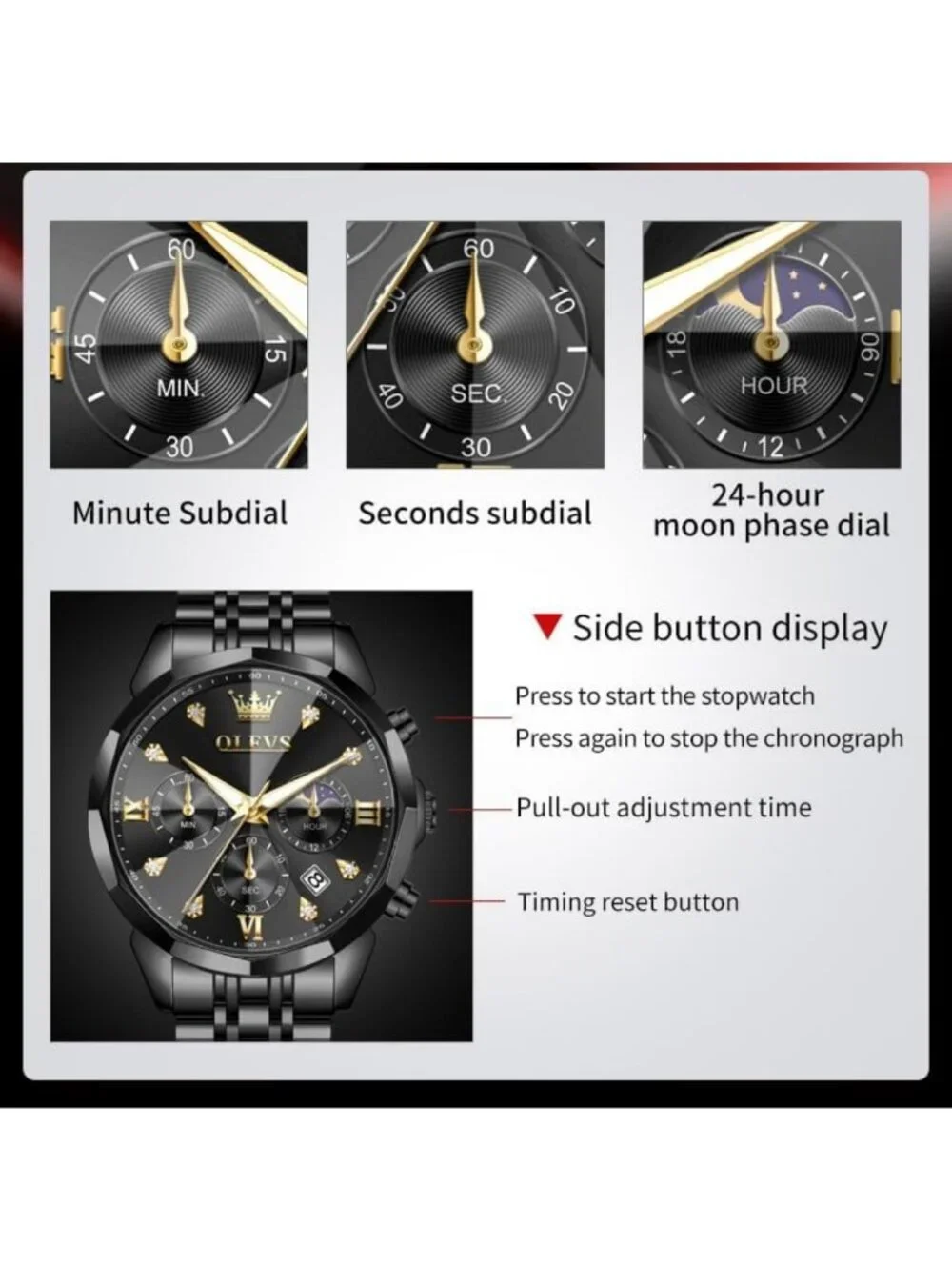 Stylish Stainless Steel Men's Chronograph Watch | Waterproof Big Face Dress